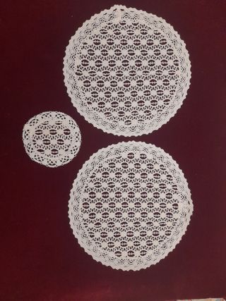 Set di 3 tappeti rotondi in tessuto