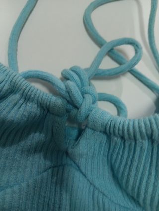 Vestido azul de canalé con tirantes