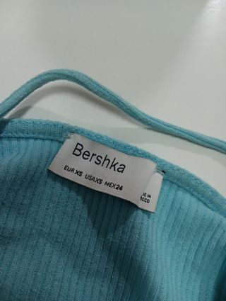 Vestido azul de canalé con tirantes