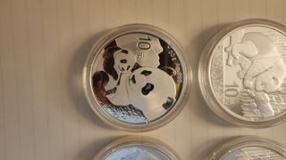 Pack de 4 Monedas Panda plata