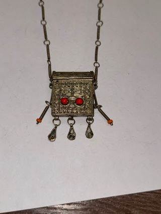 Collana '800 metallo e corallo