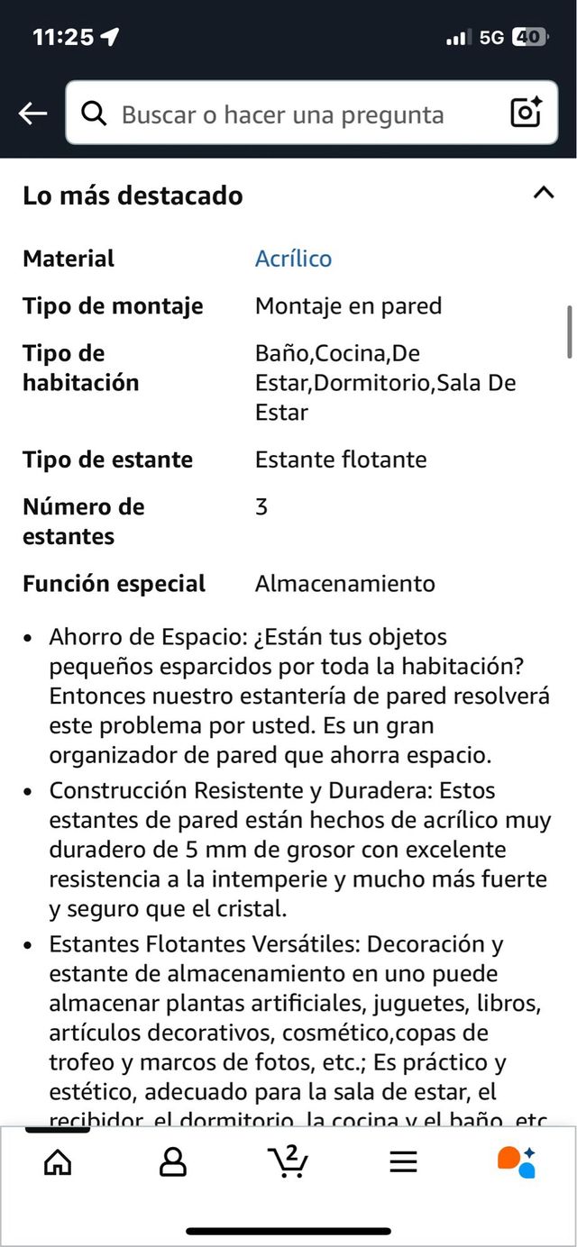 Ripiani galleggianti in acrilico (3 pezzi). Rif. 61