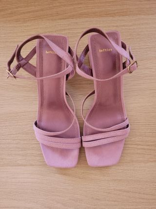 Sandalias Lefties tacón tiras rosa