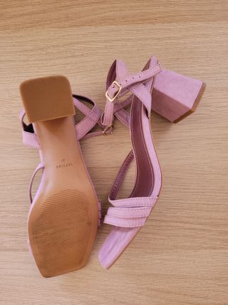 Sandalias Lefties tacón tiras rosa