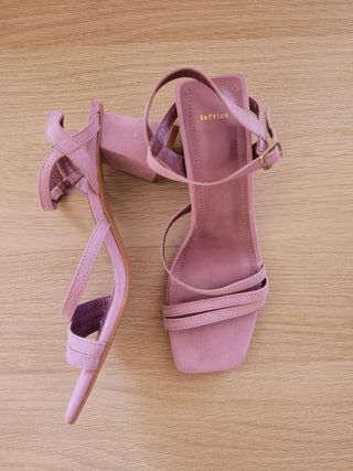 Sandalias Lefties tacón tiras rosa
