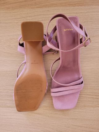 Sandalias Lefties tacón tiras rosa