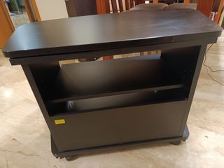 Mesa TV color negro, puertas frontales  de cristal
