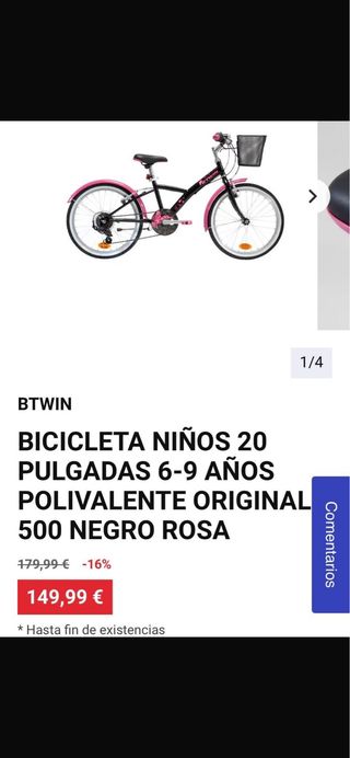 Bicicleta Niños 20 6-9 Años Negro Rosa