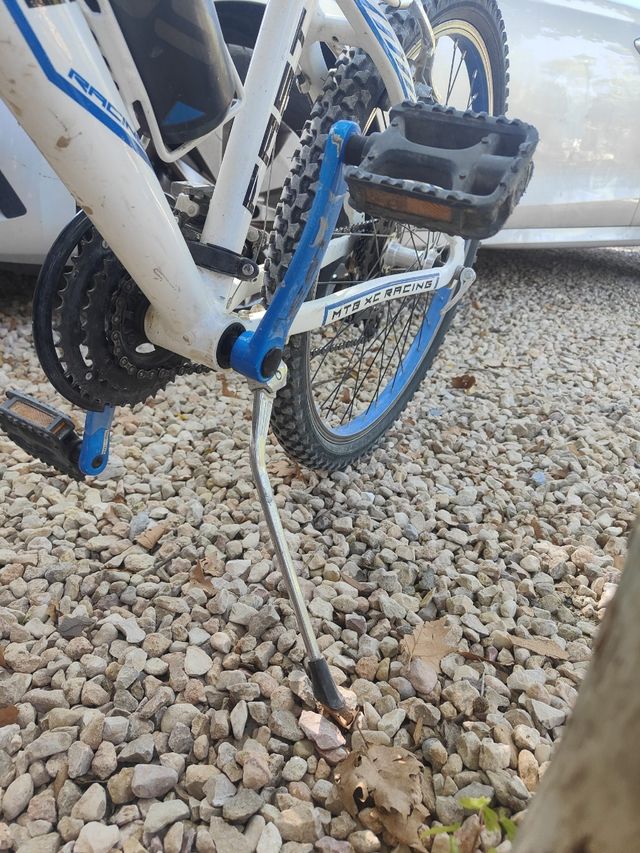 Bicicleta infantil blanca y azul