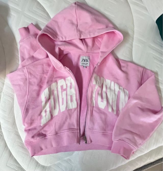 Sudadera niña Zara rosa con capucha
talla 9-10