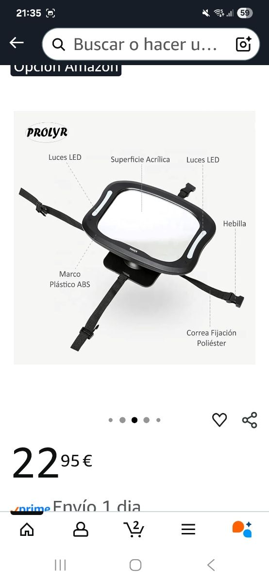 Espejo LED Coche Bebé Prolyr