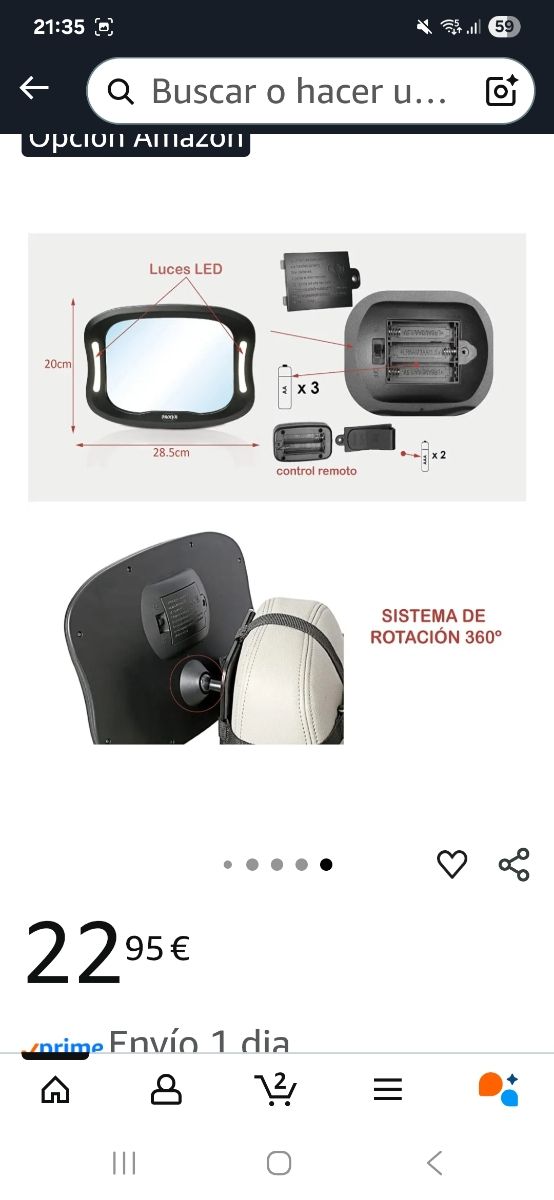 Espejo LED Coche Bebé Prolyr