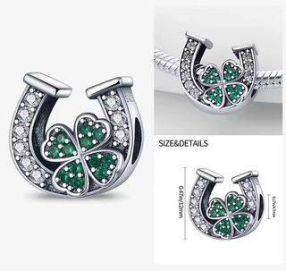 Charm para Pandora Trébol Herradura plata