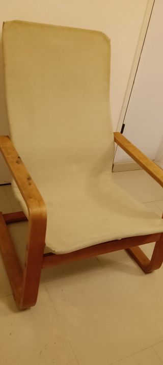 Sillón hamaca Ikea madera beige