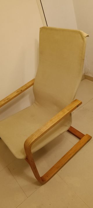Sillón hamaca Ikea madera beige