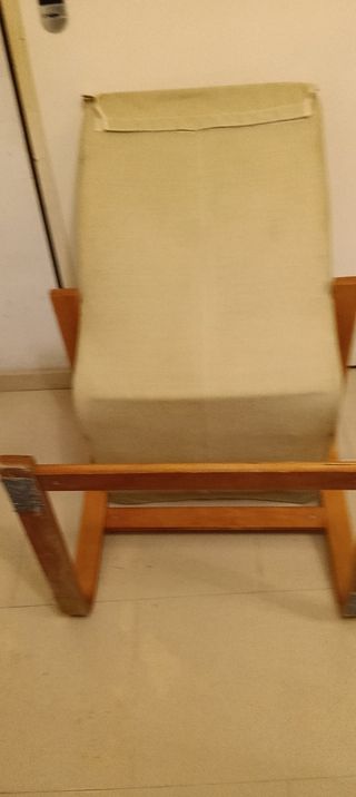 Sillón hamaca Ikea madera beige