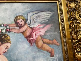 Precioso óleo mitológico enmarcado