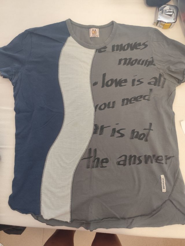 Camiseta Desigual Hombre Gris y Azul