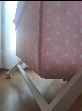 Mini cuna bebé rosa estrellas