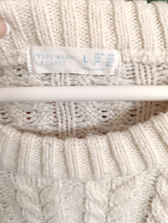 Jersey punto beige y negro