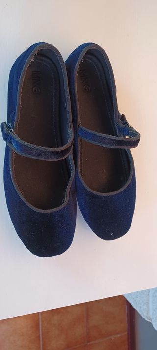 Bailarinas Mango Terciopelo Azul 34