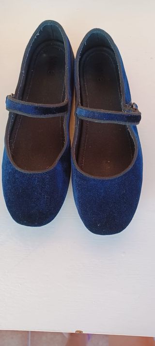 Bailarinas Mango Terciopelo Azul 34