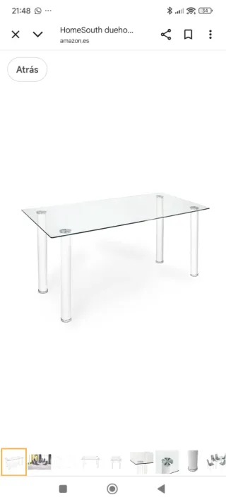 Mesa de salón cristal y aluminio 