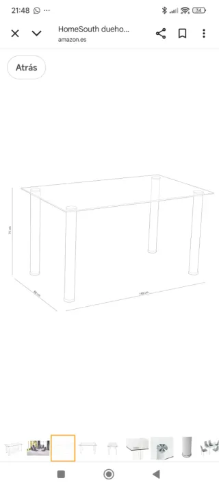Mesa de salón cristal y aluminio 