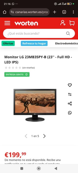 Monitor LG 23 Full HD con base