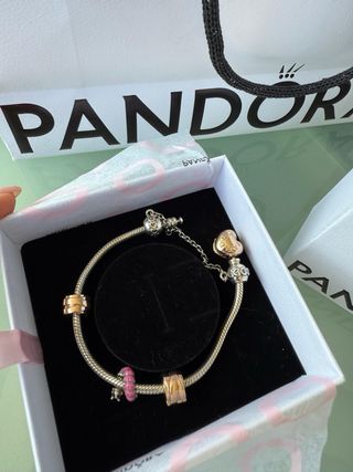 Pulsera Pandora Original +Chamrs +Cadena Seguridad