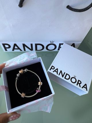 Pulsera Pandora Original +Chamrs +Cadena Seguridad