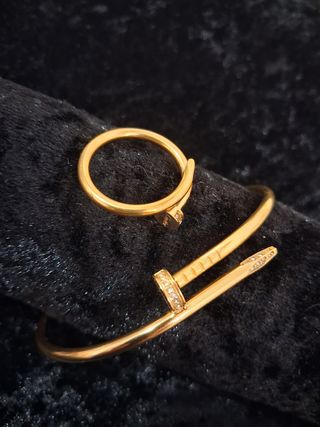 Cartier 14k Anillo y Pulsera Oro