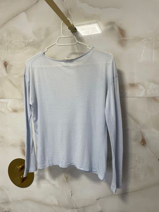 Camiseta Zara fina mujer S azul