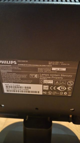 Monitor Philips 191V2 PC Negro