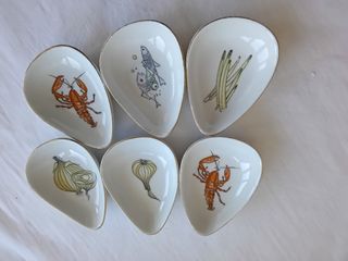 Set 6 cuencos porcelana dorados