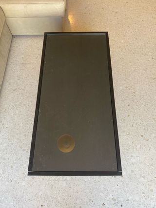 Mesa auxiliar cristal y madera negra