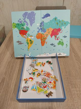 Juego mesa imanes mapa mundo infantil