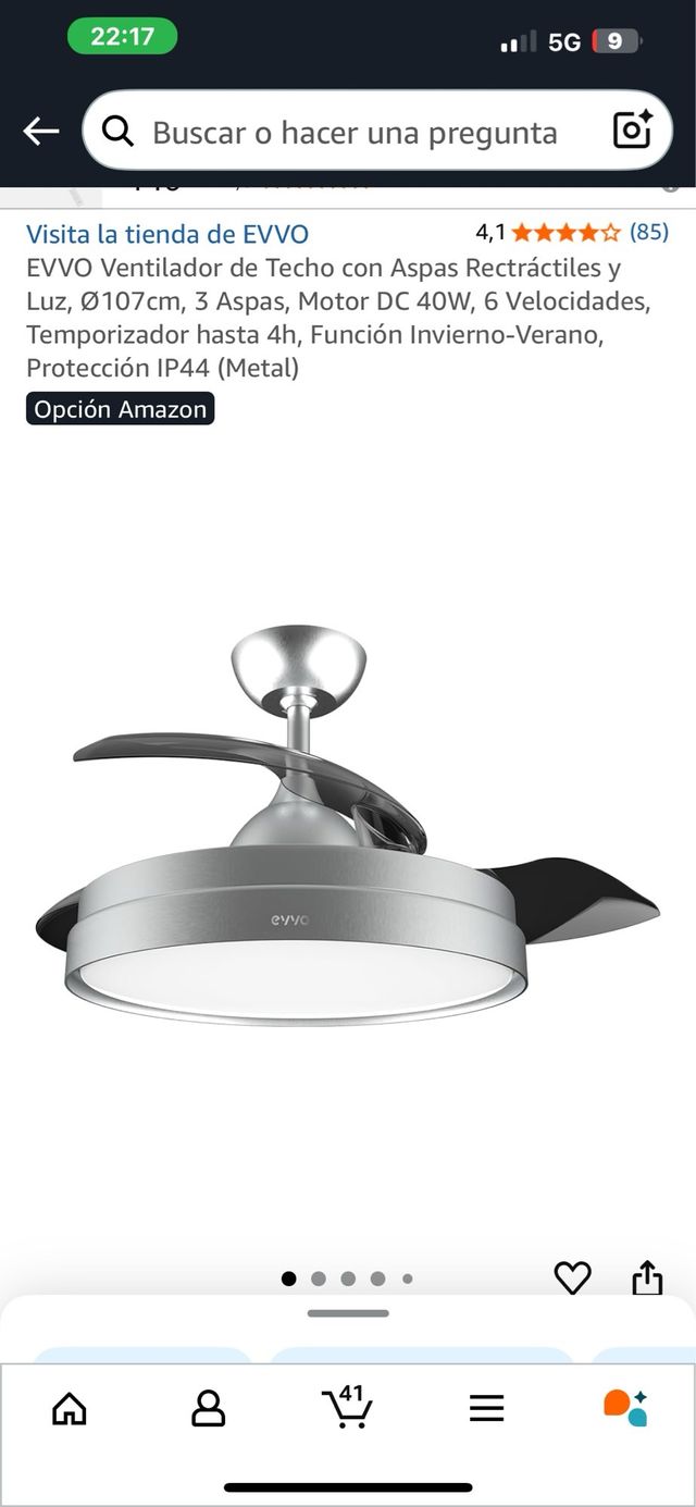 Ventilador Techo EVVO 450 Aspas Retráctiles