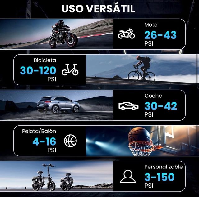 Compresor de aire portátil linterna 150PSI