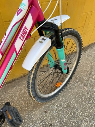 Bicicleta niña rosa y turquesa
