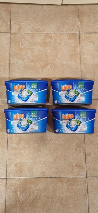 4 Cajas Detergente Wipp Express Power Caps (40uds)