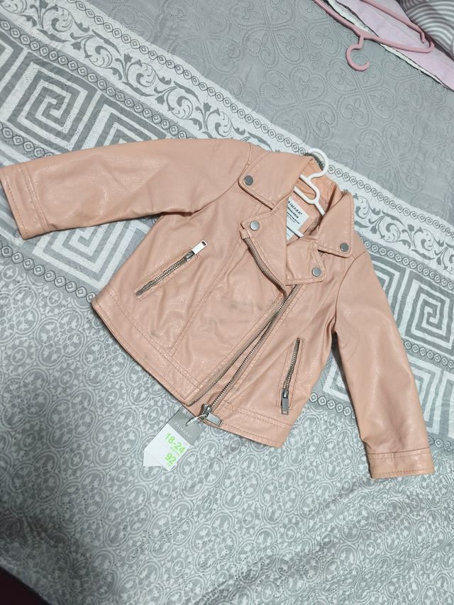 Chaqueta de cuero niña rosa 