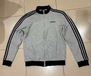 Chaqueta Adidas Gris con Rayas Negras