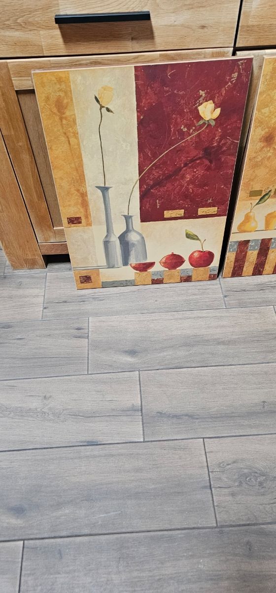 Juego 2 cuadros decorativos flores y jarrones