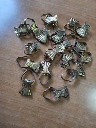 18 Mollette per Tende in Metallo Dorato