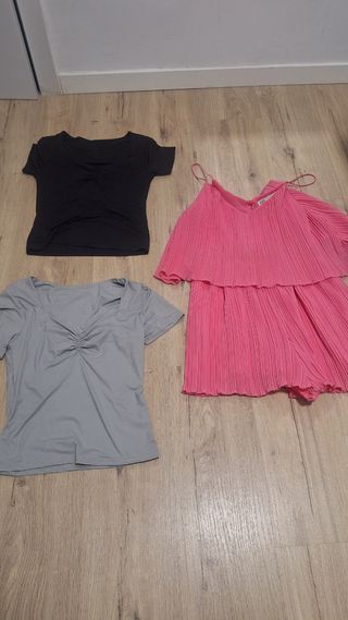 Lote 3 prendas: negro, gris, rosa