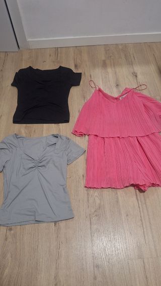 Lote 3 prendas: negro, gris, rosa