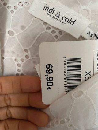 Camisa Indi & Cold blanca bordada Talla XS