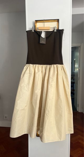 Vestido IQ Collection Beige y Marrón