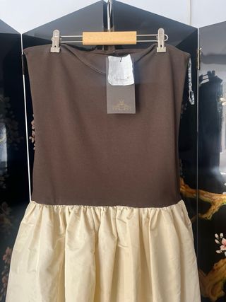 Vestido IQ Collection Beige y Marrón